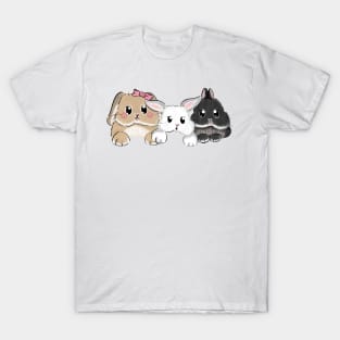 Three Cute Pocket Rabbit T-Shirt